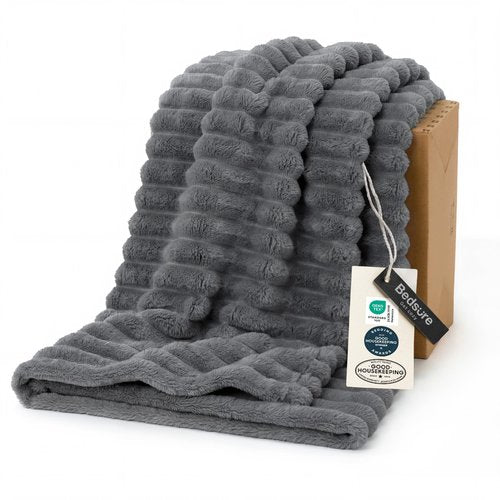Bedsure GentleSoft Frost Gray Fleece Blanket for Couch - Cozy Soft Blankets for Women, Cute Small Throws for Girls, 50x70 Inches