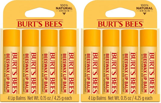 Beeswax Lip Balm Pack by Burts Bees for Unisex - 4 x 0.15 oz Lip Balm (Pack of 2)