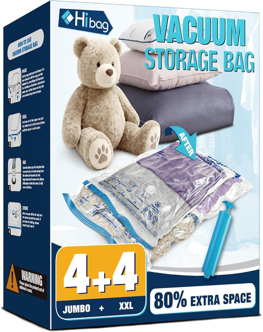 Skiennix Vacuum Storage Bags - Jumbo & XXL Extra Large Seal Bags for Bedding, Blankets & Clothing (3J+3XXL)