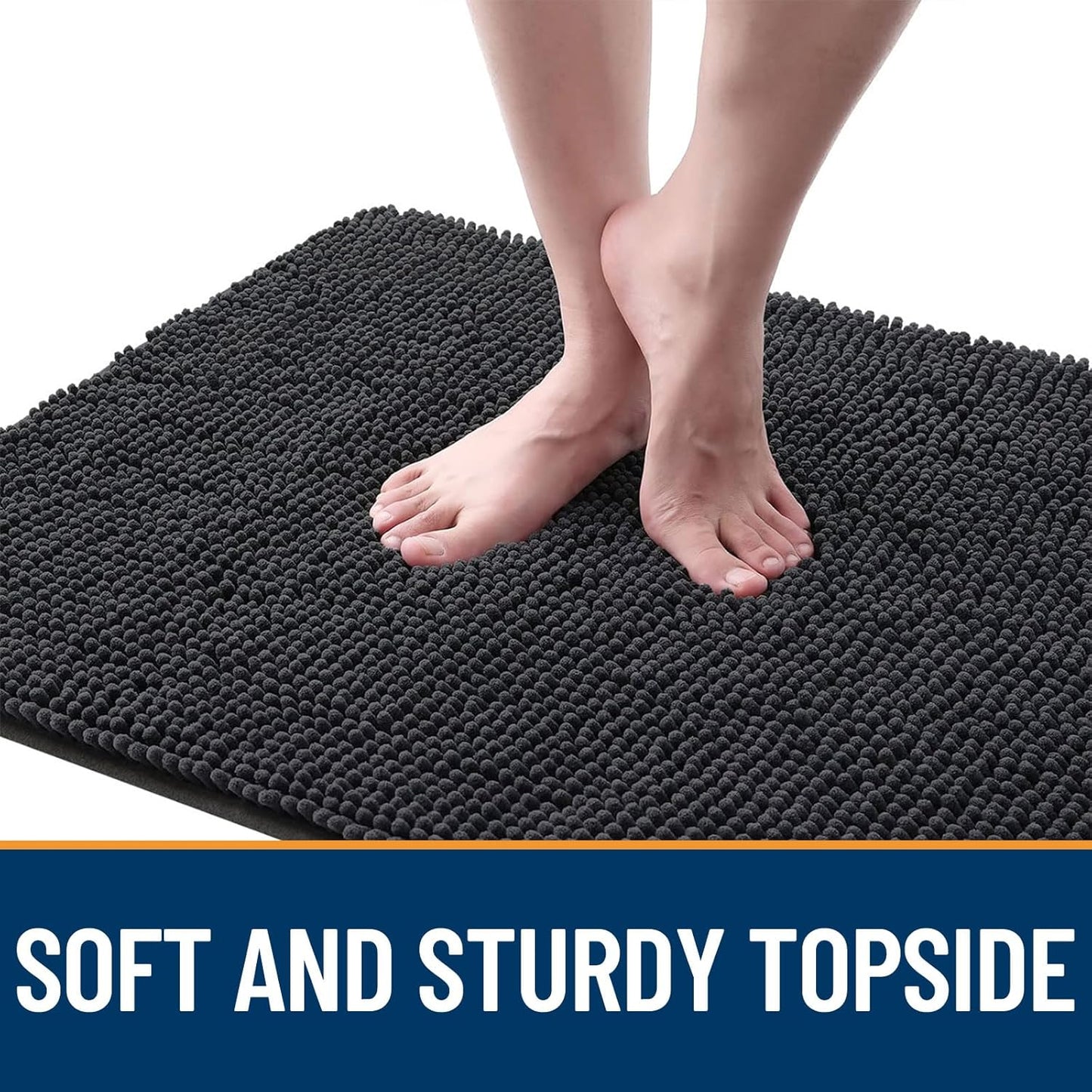 OLANLY Dog Door Mat - Absorbent Non-Slip Chenille Mat for Muddy Paws | 40x24 Dark Grey, Quick Dry