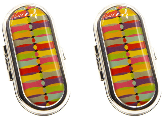 Stephanie Imports Set of 2 Clip-On Round Lipstick Mirrors (Retro Color Bend)