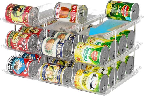 LXLXXL Can Organizer - Clear Automatic Rolling Storage Rack for Pantry | Holds Up to 36 Cans