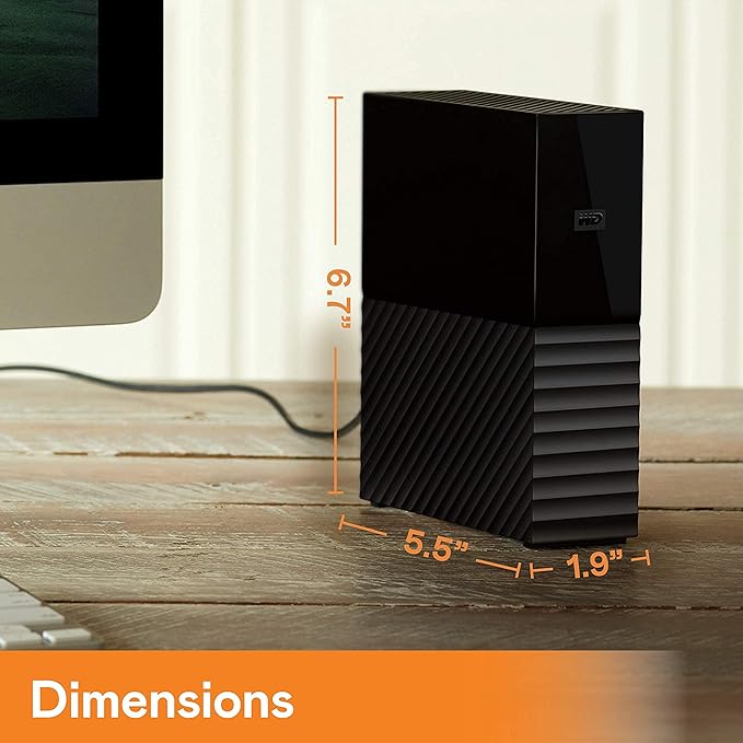 WD 12TB My Book Desktop External Hard Drive, USB 3.0, External HDD with Password Protection and Auto Backup Software - WDBBGB0120HBK-NESN