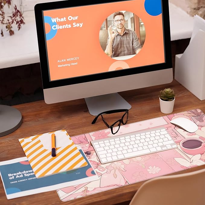Eflxamz Large Gaming Mouse Pad for Desk,Pink Kawaii Anime Girl Desk Desk Mat,Kawaii Anime Desktop Desk Pad,Extended Big Computer Keyboard Mouse Pad with Non-Slip Base and Stitched Edge,31.5"x11.8"