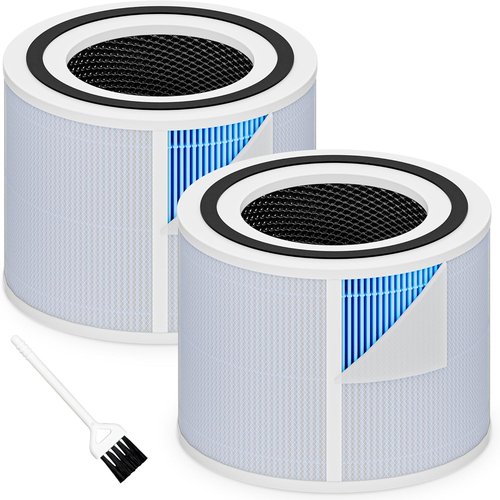 LEVOIT Core 300 Smoke Remover Replacement Filter - 4-in-1 High Efficiency Activated Carbon, 2 Pack, Blue