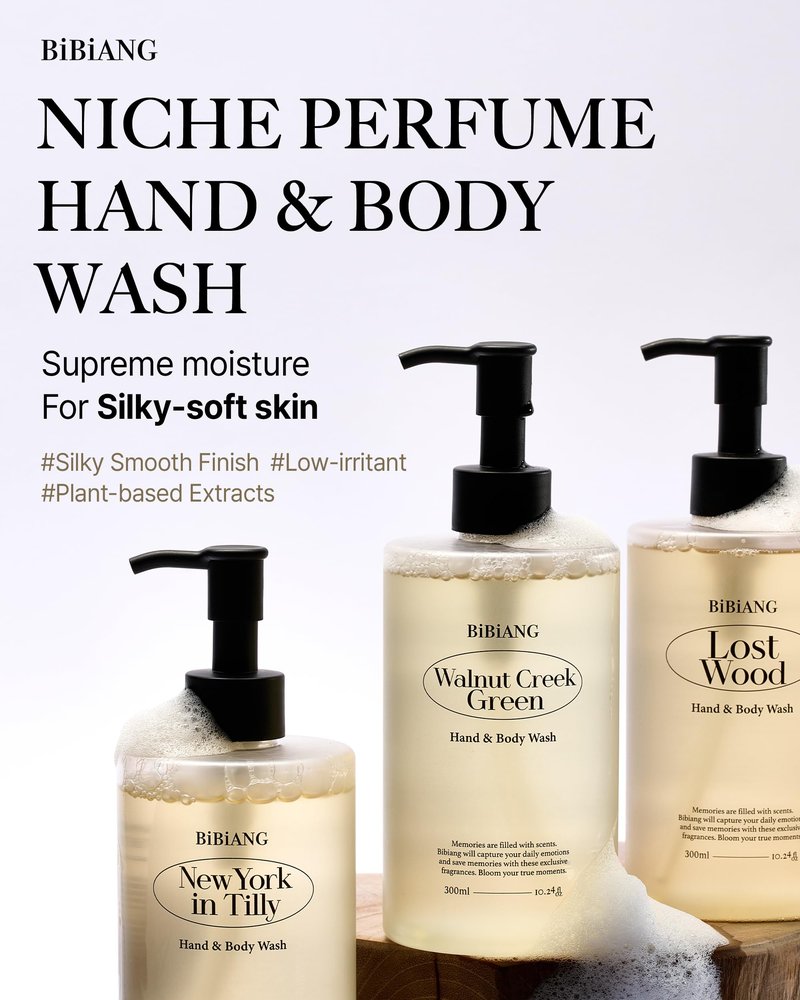 BiBiANG New York in Tilly Body Wash - Korean Body Care for Cleansing & Moisturizing - Hydrating Body Care Formula with Floral Lily Scent, Honey Propolis & Chamomile - 10.82 fl.oz
