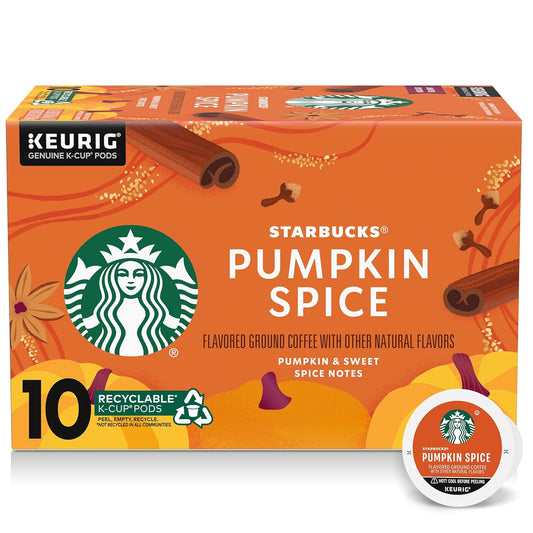 Starbucks K-Cup Coffee Pods - Pumpkin Spice Flavor - 100% Arabica - 10 Pods Per Box