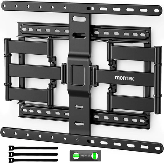 monTEK Ultra Slim TV Wall Mount - Full Motion Bracket for 43-90 Inch TVs | 1.1" Thin Design | Dual Swivel Arms | Max VESA 600x400mm | Supports 132lbs