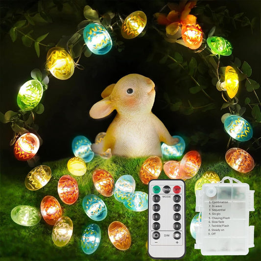 Suddus Easter Egg Decor Lights - 12.8ft 40LED Multi-Color Fairy String Lights with Remote for Indoor/Outdoor Decoration