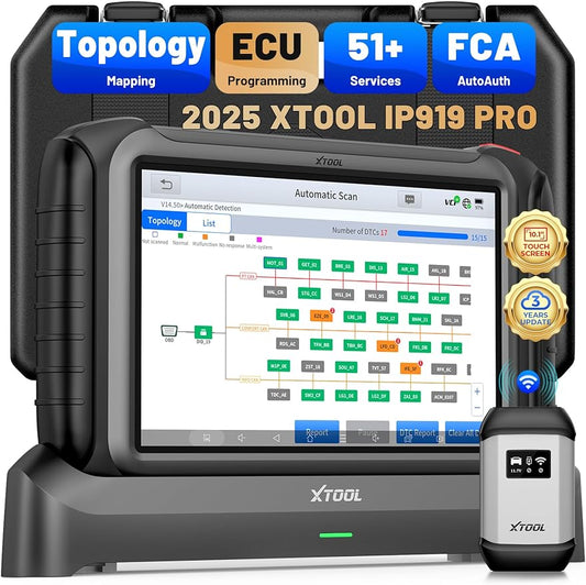 XTOOL IP919 PRO V2.0 ECU Programming Scan Tool, Topology Mapping OBD2 Scanner, 4000+ Bidirectional Test, 51+ Reset, Upgrade of D9S PRO, Automotive ADAS Scanner for Car, FCA/CAN FD/DoIP