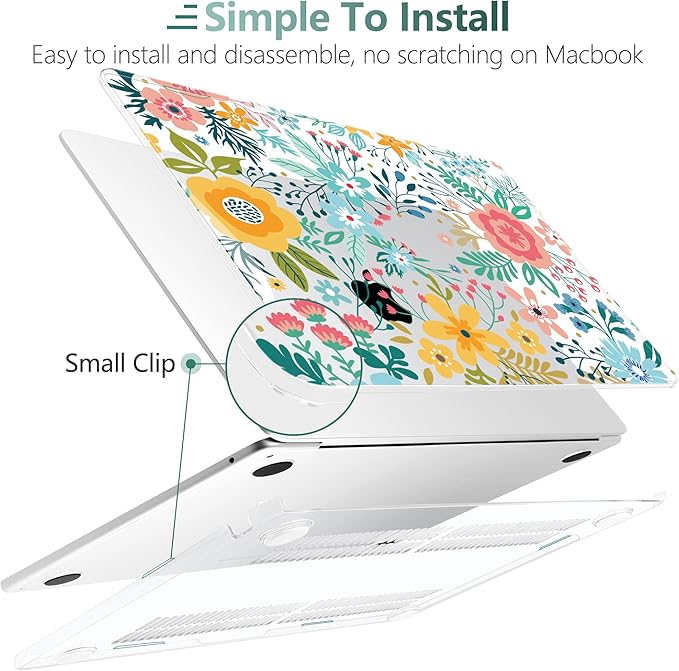 TWOLSKOO for MacBook Air 15 inch Case 2026 2025 2024 2023 Release M5 A3448 M4 A3241 M3 A3114 M2 A2941, Plastic Hard Shell & Screen Protector & Keyboard Cover & Trackpad Film, Abstract Flower