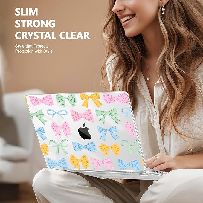 Lepeoac Case for 2026/2025/2024/2023 MacBook Air 15-inch Laptop Release M5 A3448 /M4 A3241 /M3 A3114 /M2 A2941, Stylish Protective Hard Shell Cover for MacBook Air 15.3 inch, Colorful Bow