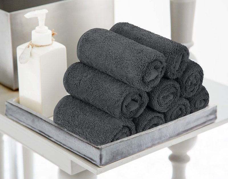 Utopia Towels 24 Pack Cotton Washcloths Set, 100% Ring Spun Cotton, Premium Quality Flannel Face Cloths, Highly Absorbent and Soft Feel Fingertip Towels, Grey