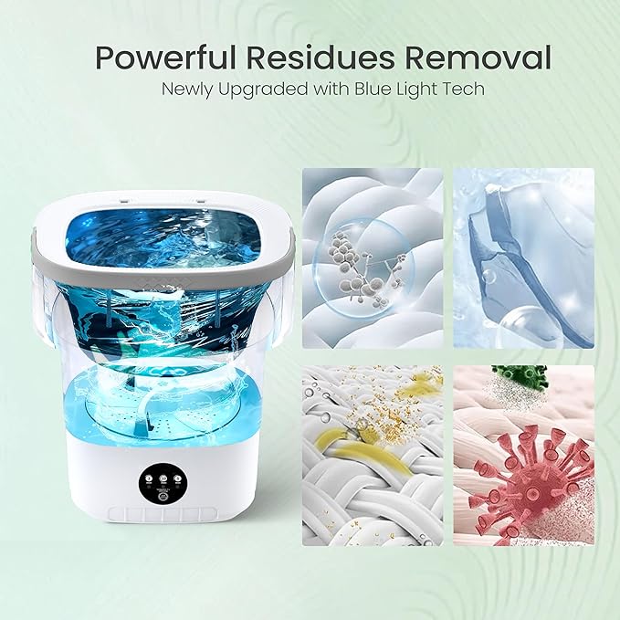 Portable Washing Machine - 16L Mini Foldable Washer with Spin Basket, 3 Cleaning Modes & Deep Cleaning for Small Clothes, Collapsible Laundry for Apartment, Home, Hotel and Travel (Gray)