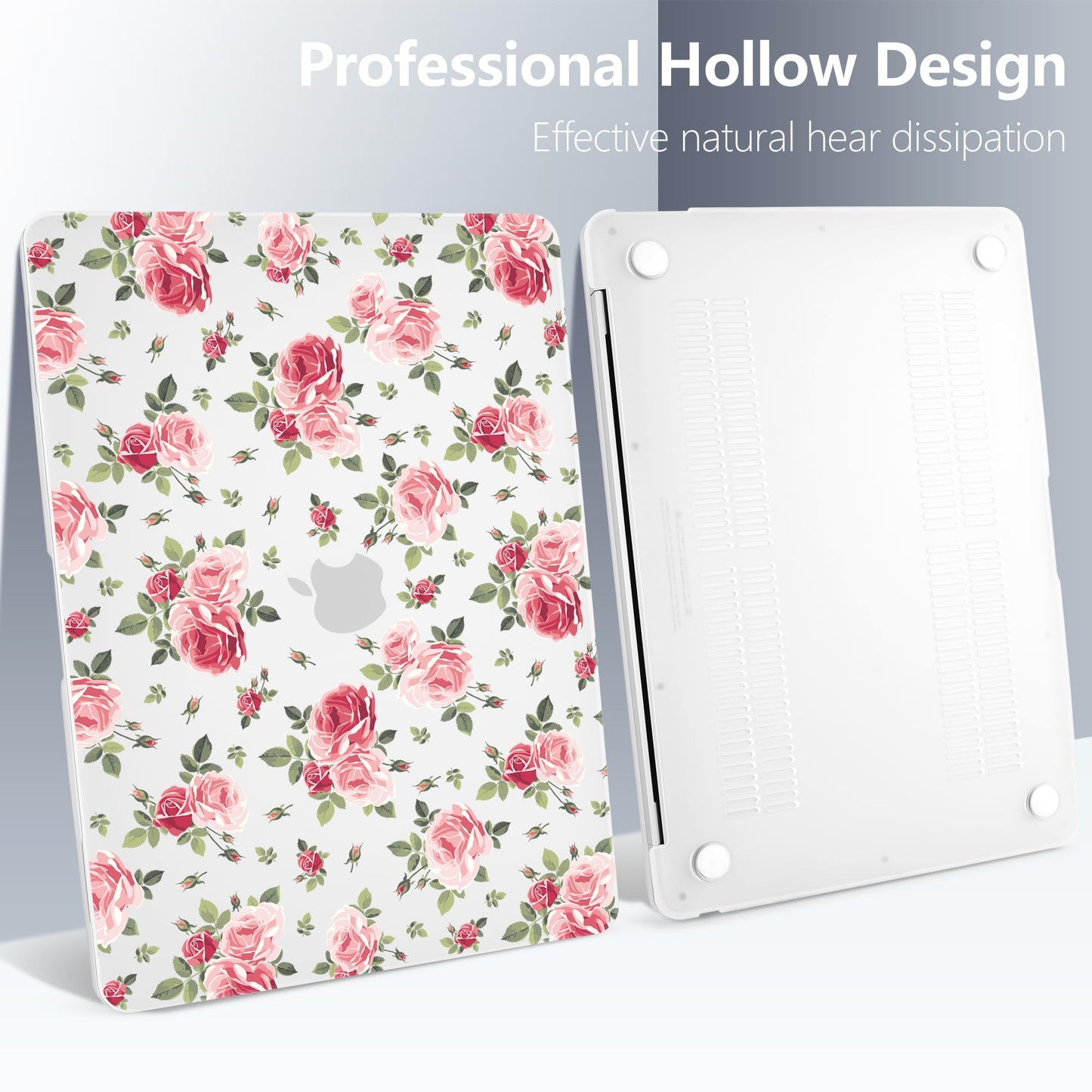 Batianda Case for M1 MacBook Air 13 Inch Model A2337 A2179 A1932 2021 2020 2019 Release,Lovely Floral Design Matte Hard Shell with Keyboard Cover & Screen Protector, Roses