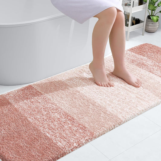 OLANLY Bathroom Runner Rug - Extra Soft Microfiber Mat | Quick-Dry, Washable 70x24 in Peach