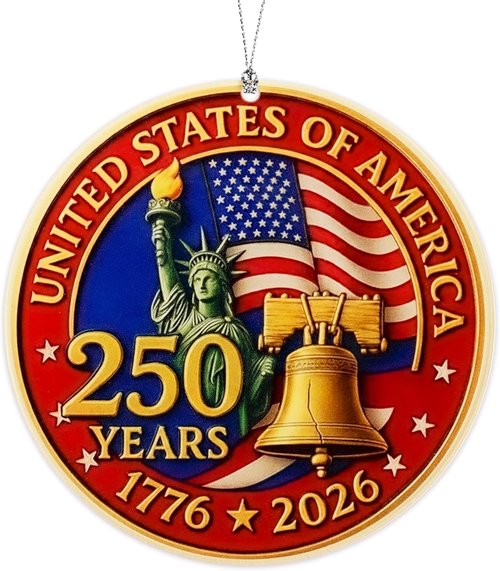 Liberty Bell 250 Years of America Ornament - Patriotic Hanging Decor for Independence Day | 1776-2026