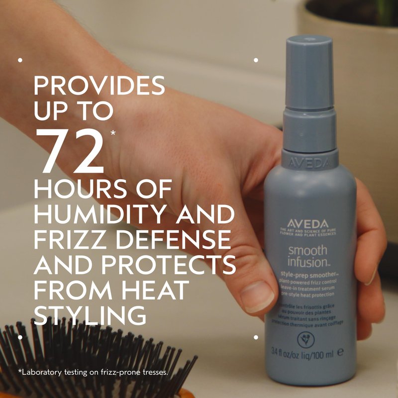 Aveda Smooth Infusion Style-Prep Smoother | Leave-In Anti-Frizz Serum | 72-Hour Frizz Defense & Control | Heat Protectant | 98% Naturally Derived*, 3.4 Fl Oz