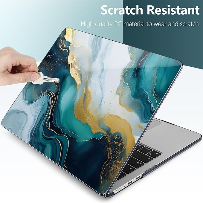 TWOLSKOO for MacBook Air 13 inch Case M5 2026 M4 2025 M3 M2 2024-2022 A3449 A3240 A3113 A2681, Plastic Hard Shell & Keyboard Cover & Type C for MacBook Air 13.6 inch Case, Graphite Marble
