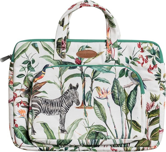 Maison d'Hermine Laptop Bag with Pocket Upto 13.5 inch Stain and Water Repellent Cotton Canvas Spring Summer (Wild)