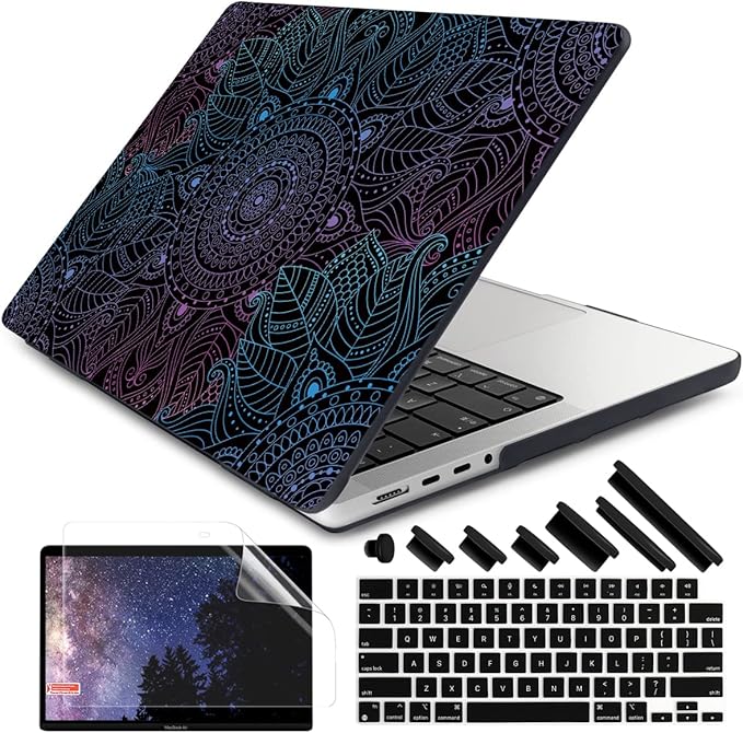 DONGKE Compatible with MacBook Pro 16 Inch Case (2026-2021 Release, M5 M4 M3 M2 M1 Pro/Max Chip), Plastic Hard Shell Cover with Keyboard Cover & Screen Protector for MacBook Pro 16", Colorful Mandala