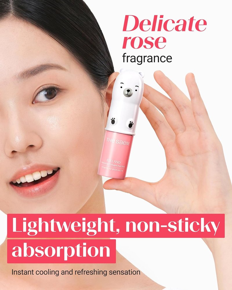 Iceland Hydrating Collagen Eye Stick - Anti-Wrinkle Moisturizing Balm for Saggy Skin | 0.38 oz Rose Scent