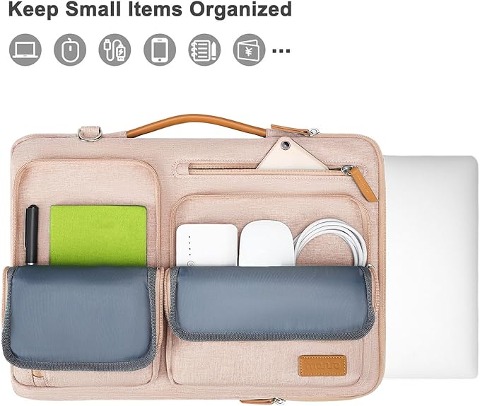 MOSISO 360 Protective Laptop Shoulder Bag,15 inch Computer Bag Compatible with MacBook Air 15 inch M5 M4 M3 M2/Pro 15, Dell XPS Plus,Side Open Messenger Bag with 4 Zipper Pockets&Handle, Khaki