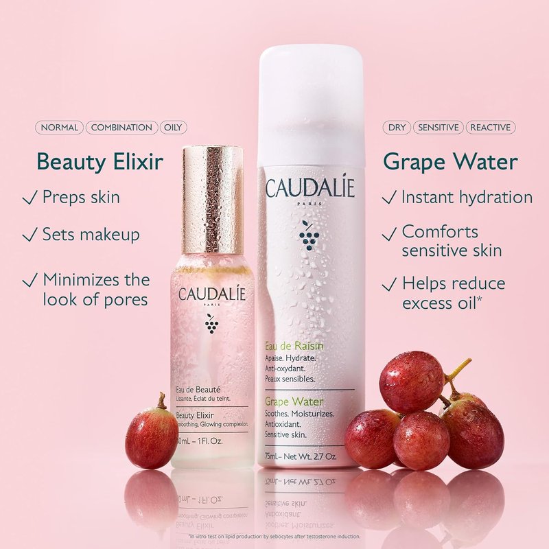 Caudalie Grape Water Face Mist - Hydrating Antioxidant Spray for All Skin Types | Sensitive Skin Safe