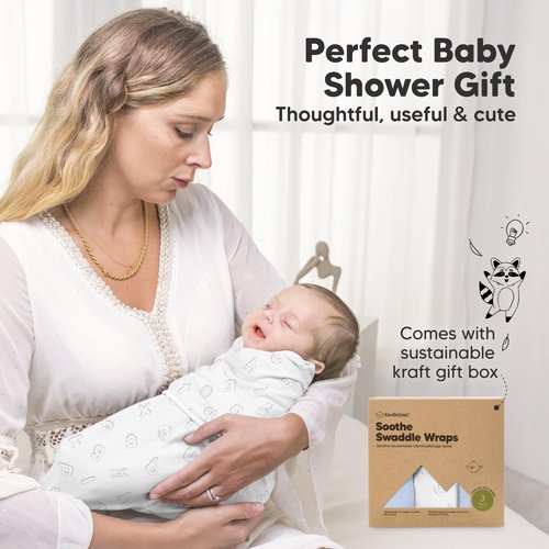 3-Pack Organic Baby Swaddle Sleep Sacks - Swaddles for Newborns, Infant 3-6 Months, Baby Girls, Boys, Soft & Snug Newborn Sleep Sack, Nursery Swaddling Blankets (ABC Land Cloud, Large)