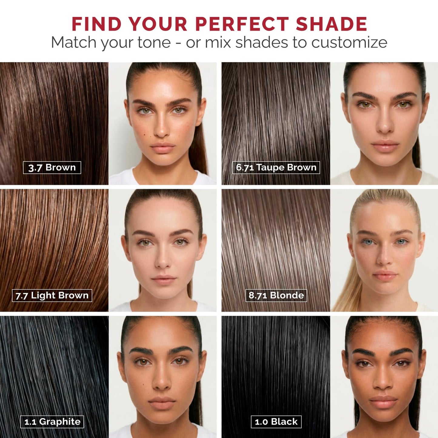 RB RENATA BEAUTY Tint Kit – Cream Hair Dye Kit with Developer and Application Brush for Spot Coloring - Covers Gray Hairs, Smudge-Proof, Long-Lasting Up to 4 Weeks, 20 Applications [Light Brown]