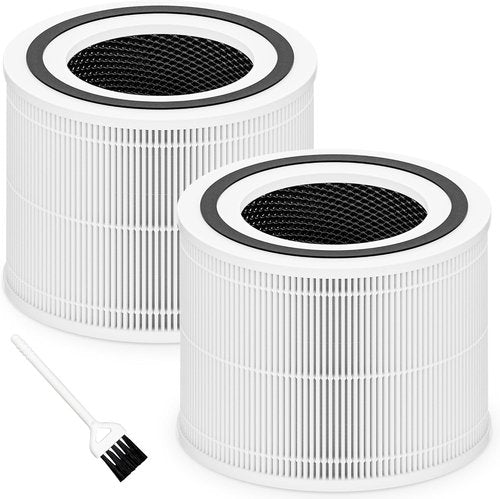 LEVOIT Core 300 Replacement Filter - 3-in-1 High Efficiency & Activated Carbon - 2 Pack, White