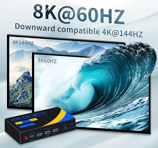 DP HDMI KVM Switch 2 Monitors 2 Computers Display Port