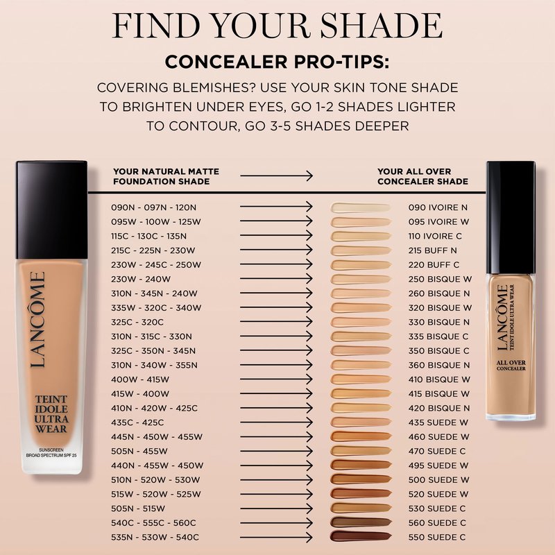 Lancôme Teint Idole Ultra Wear Natural Matte Foundation- Longwear, Medium-Full Coverage, Natural Finish, Waterproof & Hydrating - 325C (Medium Skin with Cool/Rosy Undertones), 1 Fl Oz