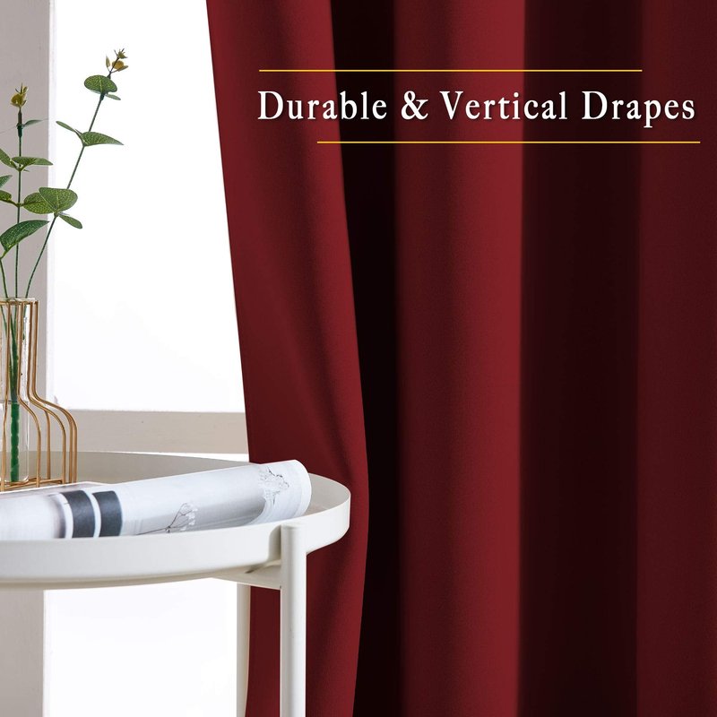 NICETOWN Burgundy Red 102 inch Curtains for Bedroom, Grommet Blackout Curtains Thermal Window Treatments for Christmas/Thanksgiving Day, W66 x L102, 2 Panels