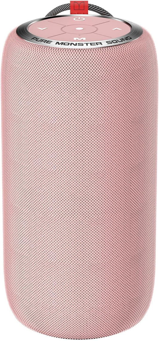 Monster S310 Upgraded Bluetooth Speaker, 30W Portable Speaker, 360° Stereo Sound with Punchy bass, TWS Pairing, IPX6 Waterproof, Bluetooth 5.2, 24H Playtime, Perfect for Home, Outdoor, Beach, Pink
