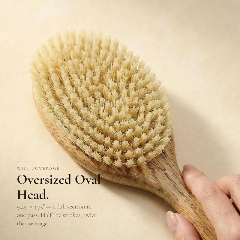 TRENFI Boar Bristle Hair Brush for Fine Thin Hair - Solid Red Oak Oval Design