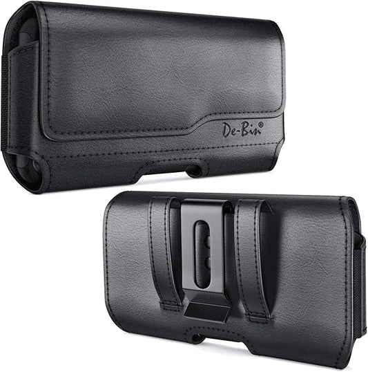 DeBin Case for Large iPhone Plus, Pro Max Cell Phones, Samsung Galaxy S24+ Plus 5G to S10+ Plus Smartphones – Cellphone Belt Holder Clip Holster Carry Pouch Man Women (Fits Phone with Case on) Black