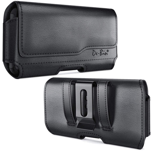 DeBin Case for Galaxy S25 Ultra S24 Ultra 5G, S24 FE, S23 Ultra, S22 Ultra, S21 Ultra, Note 20 Ultra - Cell Phone Belt Holster with Clip Pouch Holder Cover (Fits Samsung Phone with Case on) Black