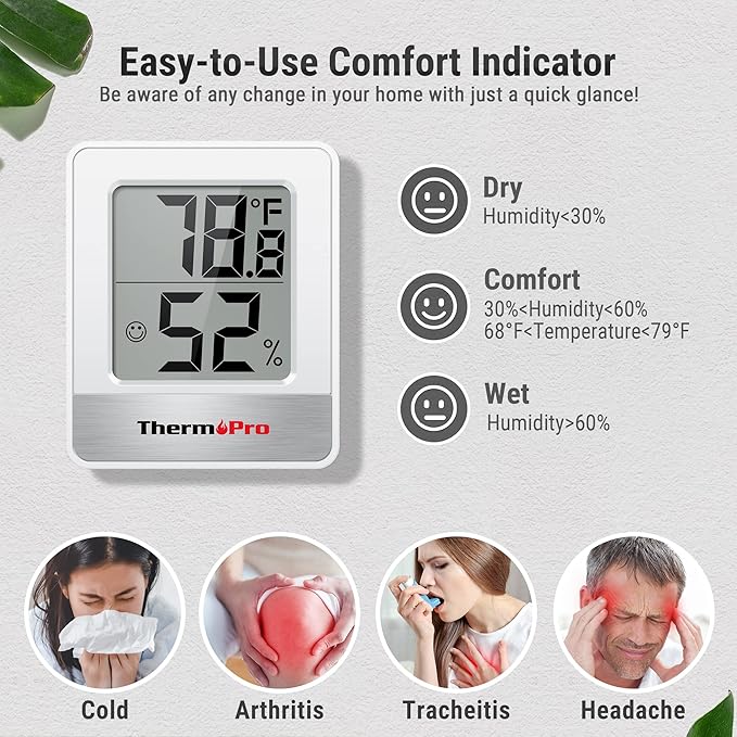 TempPro TP49 Digital Hygrometer Indoor Thermometer Humidity Meter Room Thermometer with Temperature and Humidity Monitor Mini Hygrometer Outdoor Thermometer (Previously ThermoPro)