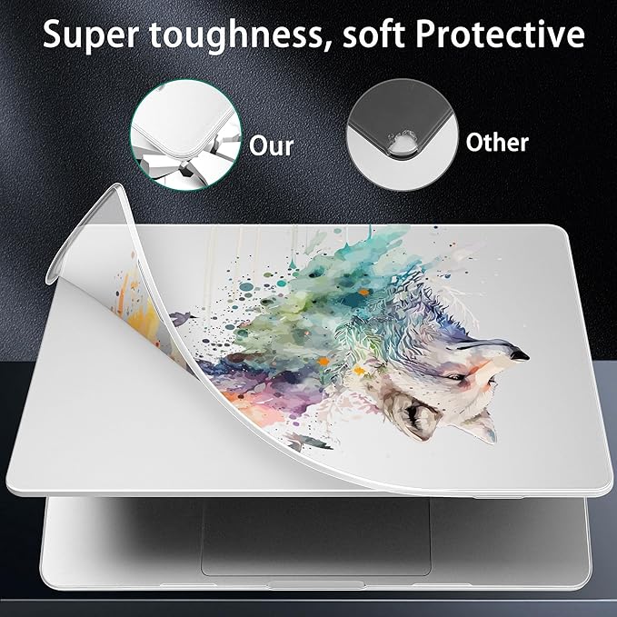 Lepeoac Case for MacBook Pro 16 inch Case 2026-2021 | M5 A3429 A3428 M4 M3 M2 M1 Pro/Max | Protective Hard Shell Laptop Cover with Screen Protector & Keyboard Cover | Wolf