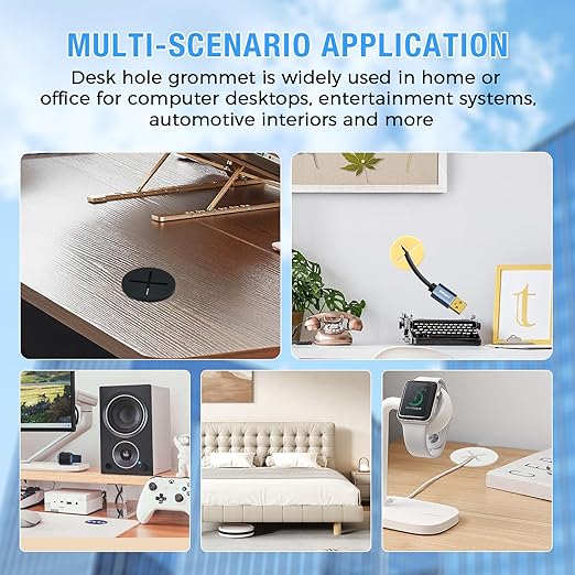 BOPOREAE Desk Grommet, 1 in 25 mm Silicone Rubber Grommets, White Desk Hole Cover for Cables, Flexible Wall Cord Pass Through Grommet for Office Table Computer Home Furniture Wire Organizer-15 Pcs