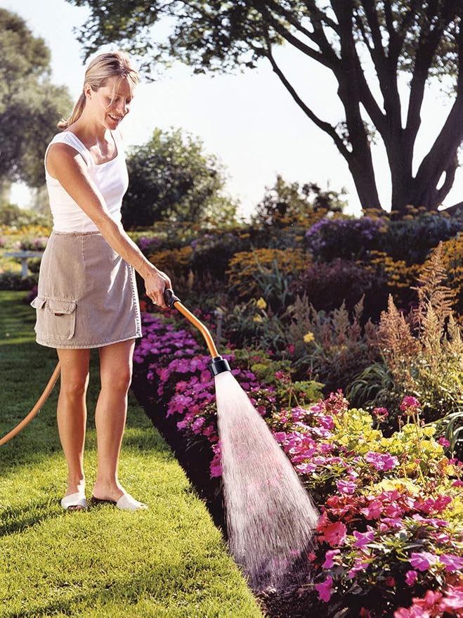 Dramm Touch-N-Flow Rain Wand â 16â Long, Blue â Full Watering Flow with Trigger-Style Shut-Off Valve & Lock â High-Flow, Gentle Spray for Gardens, Hanging Baskets & Flowerbeds