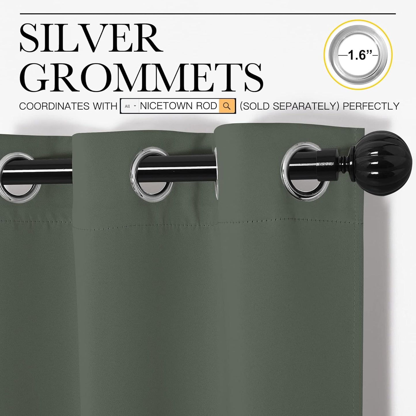 NICETOWN Blackout Curtain Panels - Dark Mallard Thermal Insulated Drapes | 29 x 40 Inches, 1 Pair for Small Windows