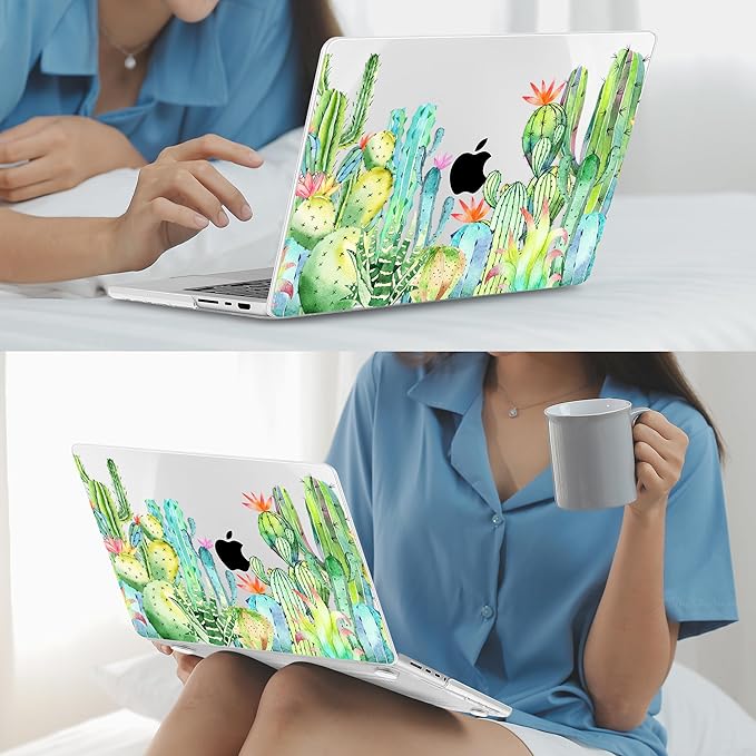 Mektron Case for 2026 M5 MacBook Pro 16 inch A3429 A3428 M4 A3403 A3186 M3 A2991 M2 A2780 M1 A2485 (2021-2025) Pro/Max with Liquid Retina XDR, Hard Shell Plastic Laptop Cover, Watercolor Cactus