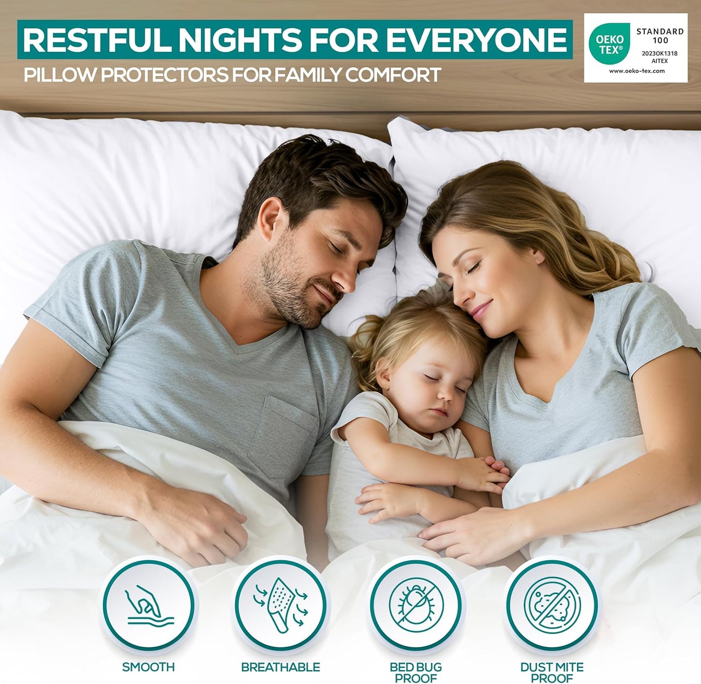 Utopia Bedding King Size Pillow Protectors - Zippered, Bed Bug & Dust Mite Proof, Ultra Soft, Waterproof (White)