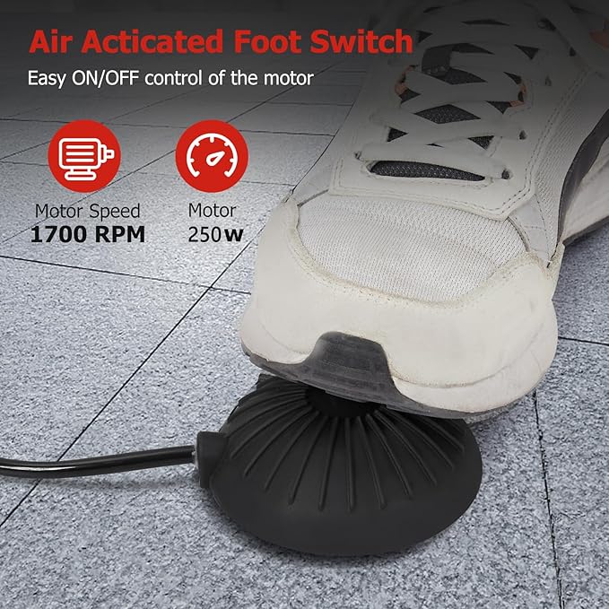 Electric Drain Cleaner - Efficiently Clears Clogs With Power - 75FT x 3/8 Inch Inch Cable, 4 Interchangeable Cutters, Foot Switch, Protective Gloves.