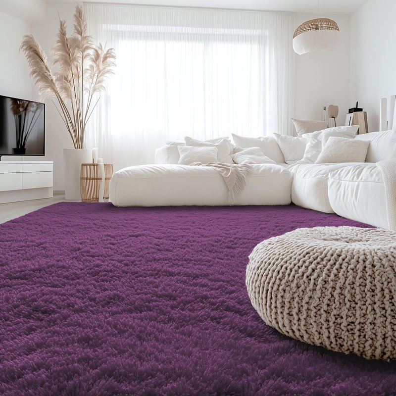 OLANLY 8x10 Machine Washable Large Area Rugs for Living Room, Bedroom, Soft Fluffy Shaggy Bedside Rug, Indoor Floor Carpet for Kids Girls and Boys, Dorms, Home Decor Aesthetic, Dark Purple