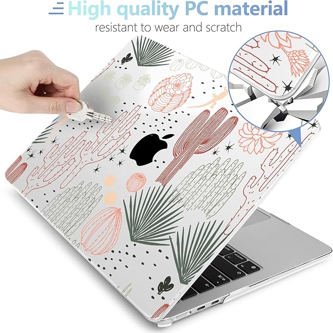 MEEgoodo for M5/M4/M3/M2 MacBook Air 15 inch Case 2026 2025 2024 2023, Case Fit Model (A3448/A3241/A3114/A2941) for MacBook Air 15.3 inch, Cacti