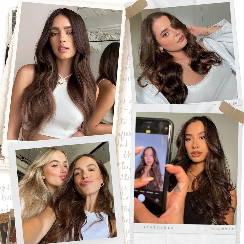Real Human Hair Extensions - 12 Inch Chocolate Brown Straight Hair with Hidden Wire and Transparent Fish Line
