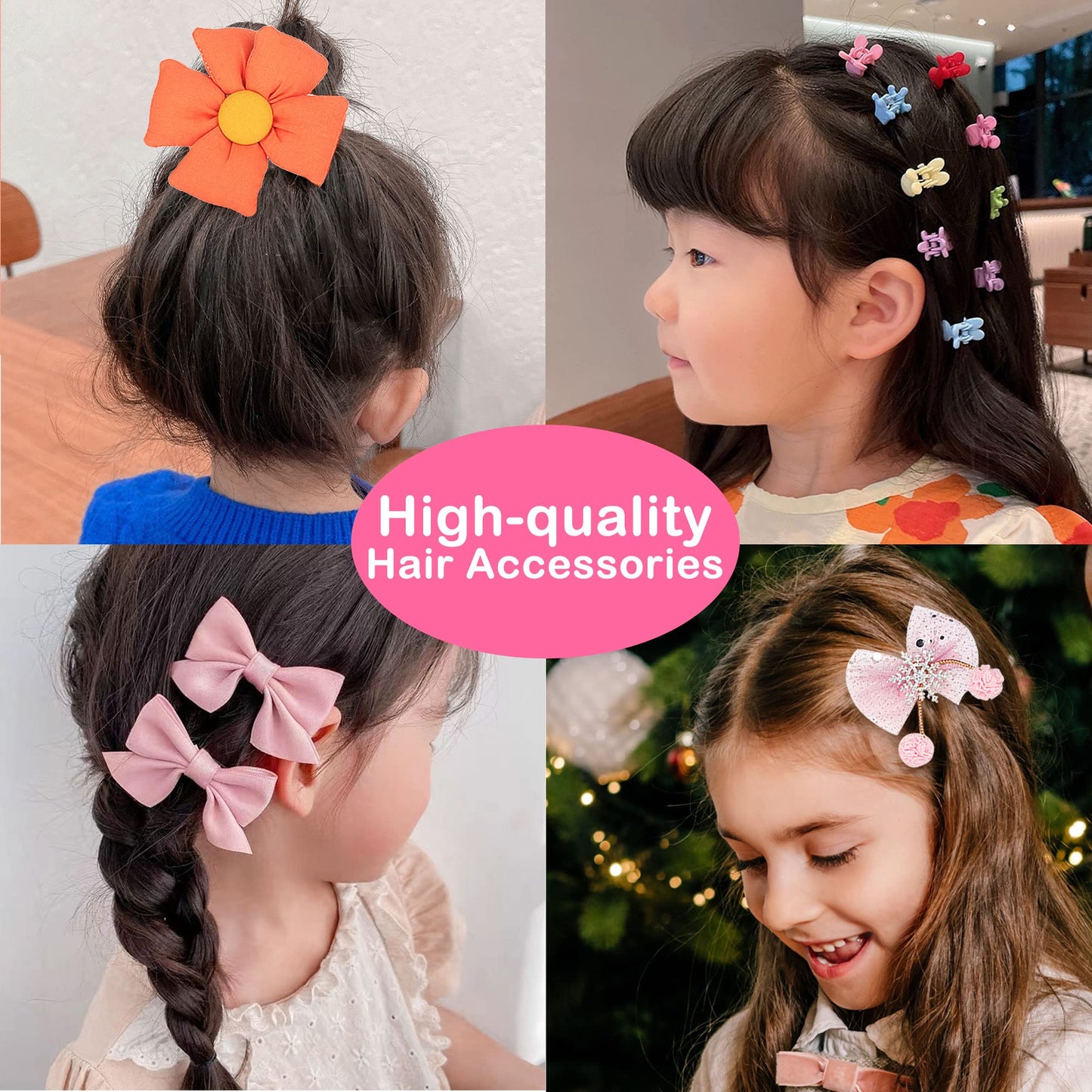 ONECOCOA Hair Accessories for Girls，Teen Girl Gifts Including Jewelry Box/Hair Clips/Hair Barrettes/Hair Ties/Hair Bows，birthday gift for girls age 6 7 8-14（Cute Bear）